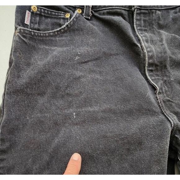 Carhartt Jeans Mens 40x30 Black Denim Workwear Relaxed Fit 3161 BLK Distressed - Picture 3 of 11